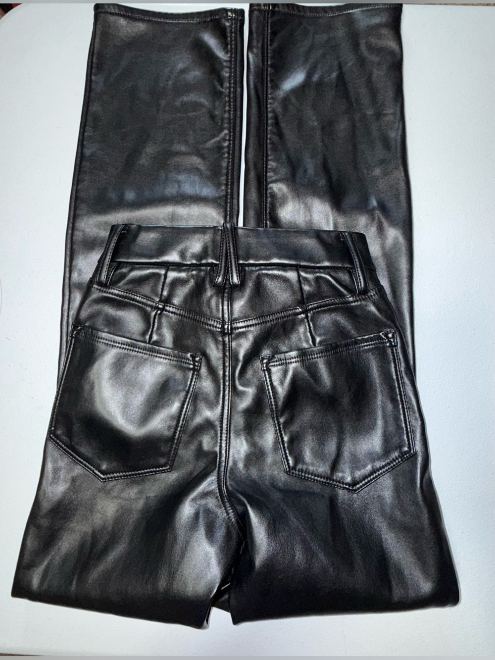Good American Better Than Leather Good Legs Pants Black Size 00/24 Faux Leather - Picture 7 of 13